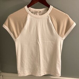 Madewell baseball cotton tee in cream/taupe
